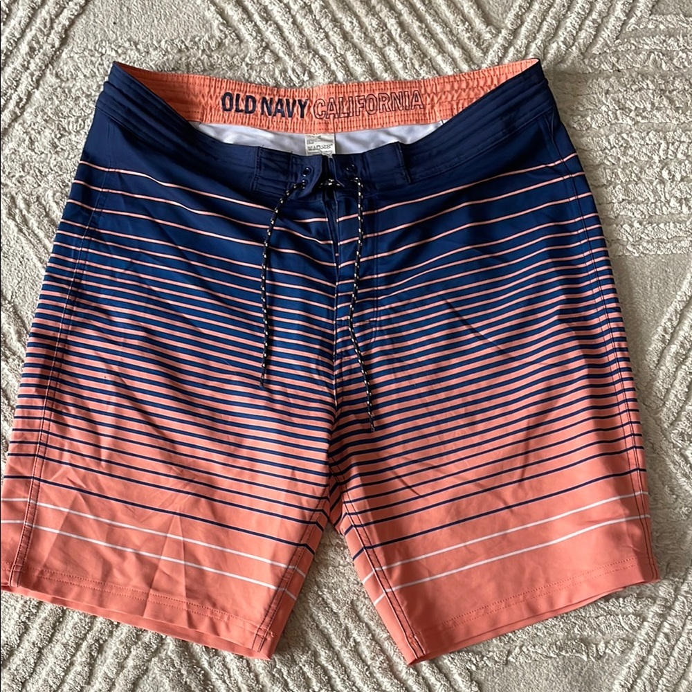 Old Navy Men's Blue and Orange Swim Shorts
